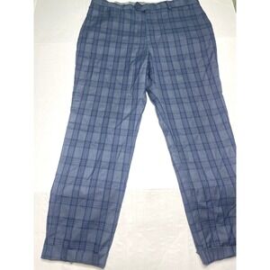 Statement Italy Mens Blue Plaid Dress‎ Pants Flat Front Trousers Size 41L
